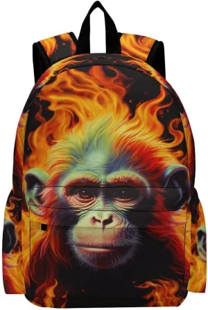 16 Inch Backpack Colorful 3D Monkey Backpack School Bookbag Laptop Shoulder Bag Casual Daypack