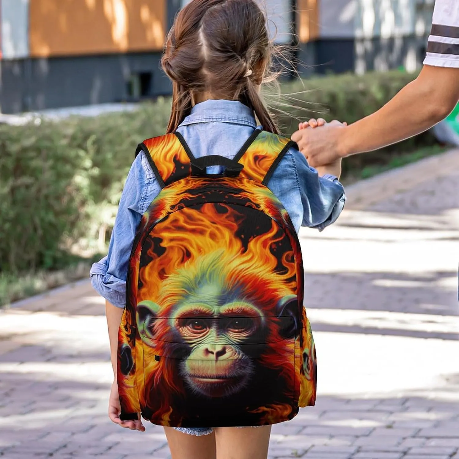 16 Inch Backpack Colorful 3D Monkey Backpack School Bookbag Laptop Shoulder Bag Casual Daypack