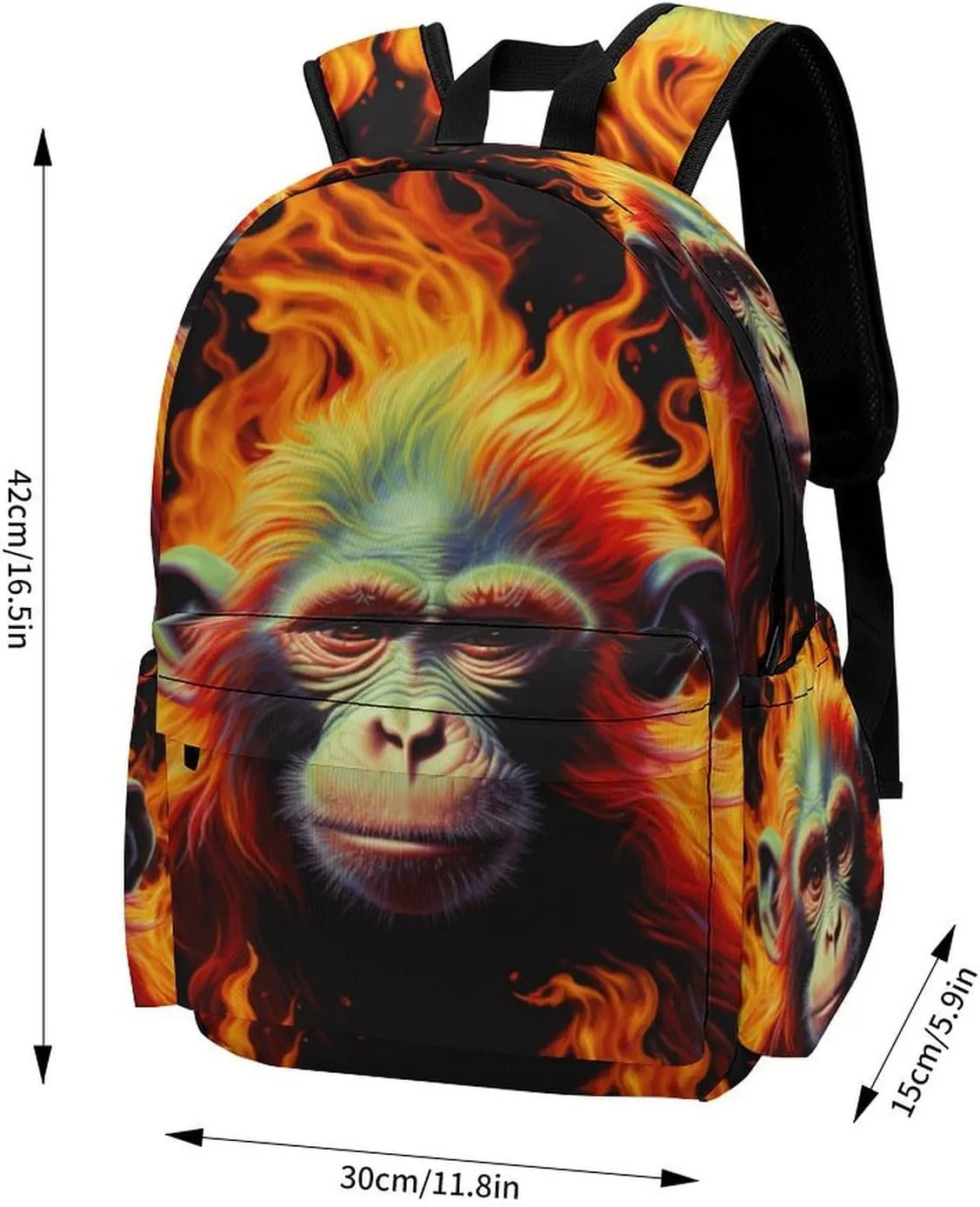 16 Inch Backpack Colorful 3D Monkey Backpack School Bookbag Laptop Shoulder Bag Casual Daypack