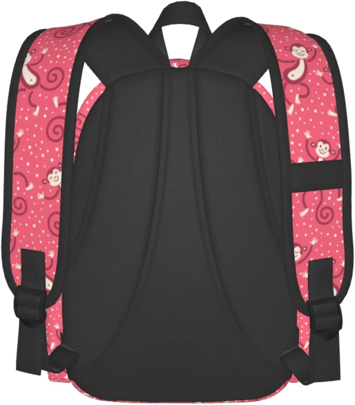 17 inch Backpack Childish Pink Monkeys Play Snow Laptop Backpack School Bookbag Shoulder Bag Casual Daypack