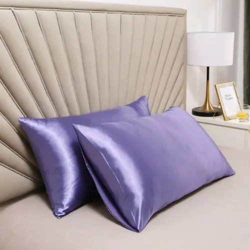 2 Pieces Pillowcases Silky Satin pillow cover set Hair Skin, Lavander Color.