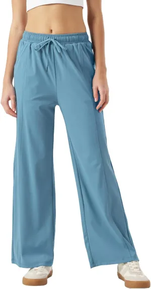 26"/28"/30" Inseam Womens Summer Pants Cool Thin Petite Sweatpants Wide Leg Elastic Waist Loose Lightweight with Pocket UPF50