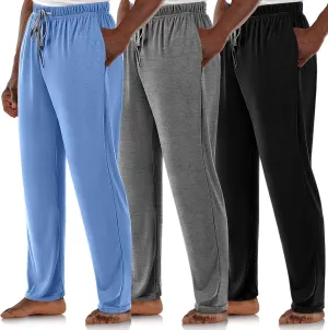 3 Pack Mens Cotton Sleepwear Pajamas Pants with Pockets Soft Sleep Lounge Bottoms Sleep Pj Bottoms for Men