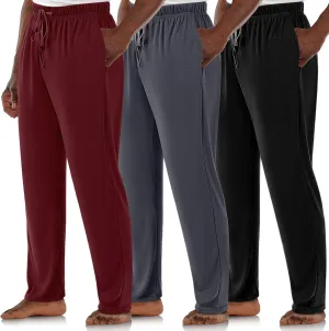 3 Pack Mens Cotton Sleepwear Pajamas Pants with Pockets Soft Sleep Lounge Bottoms Sleep Pj Bottoms for Men