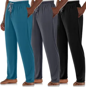 3 Pack Mens Cotton Sleepwear Pajamas Pants with Pockets Soft Sleep Lounge Bottoms Sleep Pj Bottoms for Men