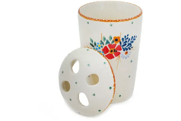 5" Toothbrush Holder - Rustic Field Flowers Red