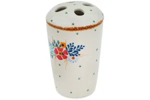 5" Toothbrush Holder - Rustic Field Flowers Red