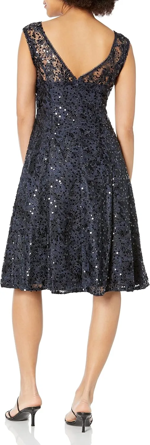 Adrianna Papell Women's Embroidered Midi Cocktail Dress