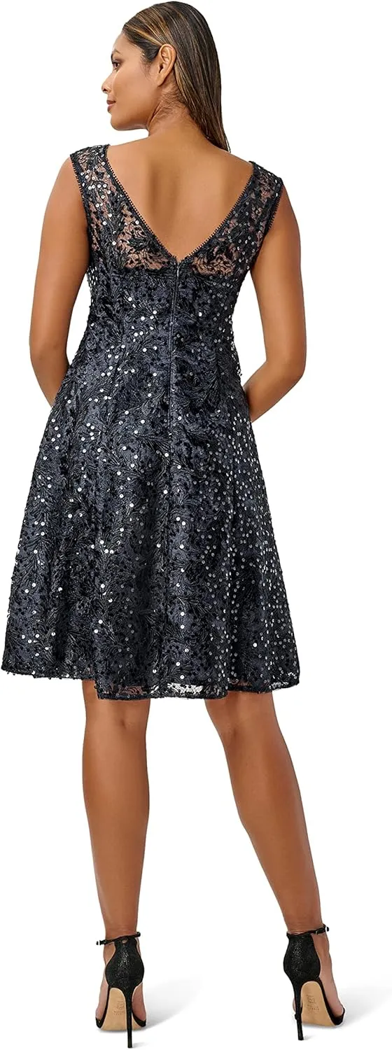 Adrianna Papell Women's Embroidered Midi Cocktail Dress
