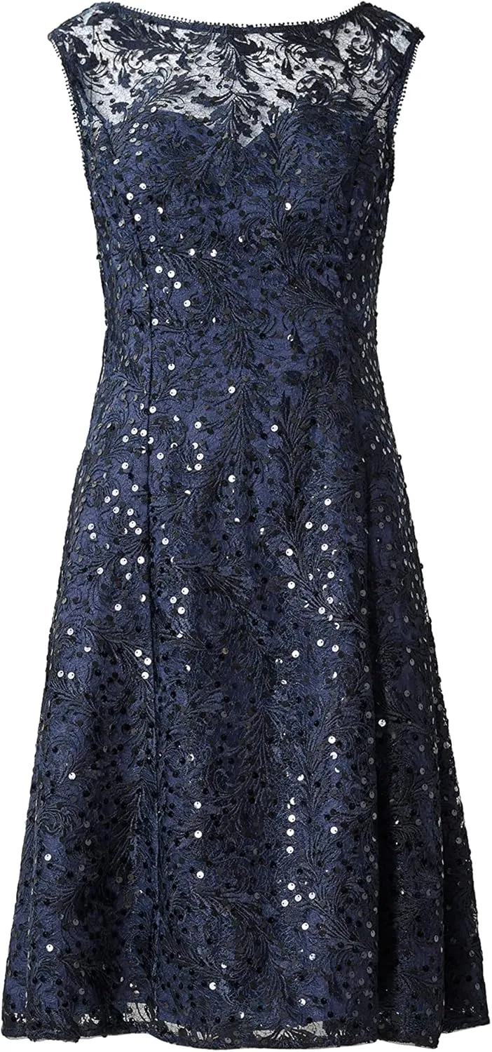 Adrianna Papell Women's Embroidered Midi Cocktail Dress