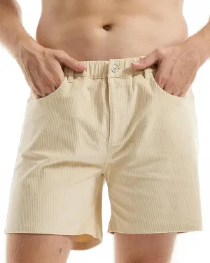 AIMPACT Mens Corduroy Shorts 5/6 Inseam Casual Elastic Waist Drawstring Summer Beach Shorts for Men with Pockets