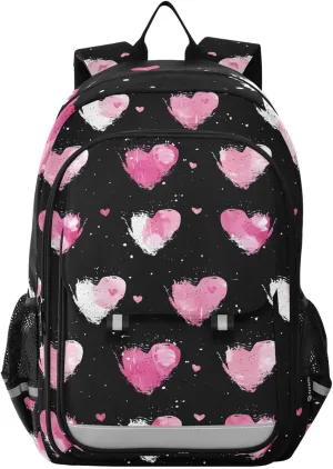 ALAZA Heart Love Black Laptop Backpack Purse for Women Men School Bag 17 Inch Bookbag Student Boys Girls Travel Casual Daypack