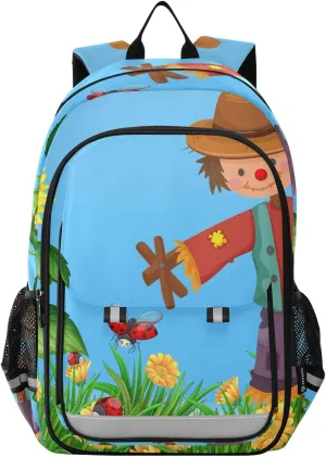 ALAZA Scarecrow Sunflower Field Laptop Backpack Purse for Women BookBags 17 inch School Bags Men Boys Girls Travel Casual Daypack