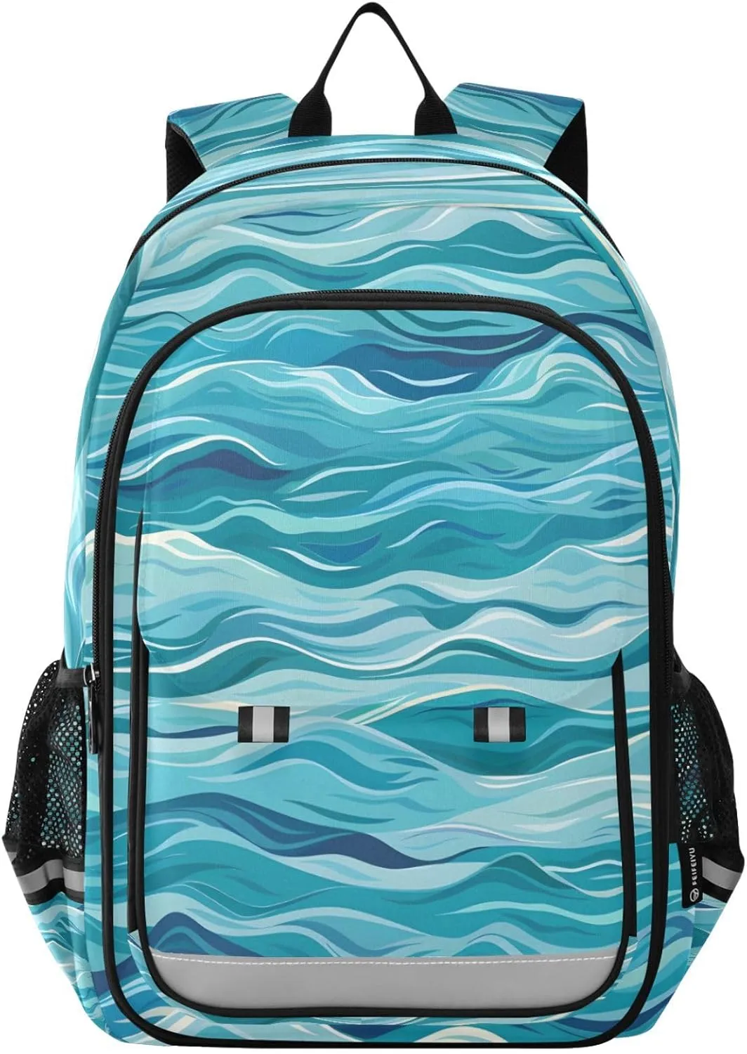 ALAZA Sea Wave Blue Ocean Laptop Backpack Purse for Women Men School Bag 17 Inch Bookbag Student Boys Girls Travel Casual Daypack