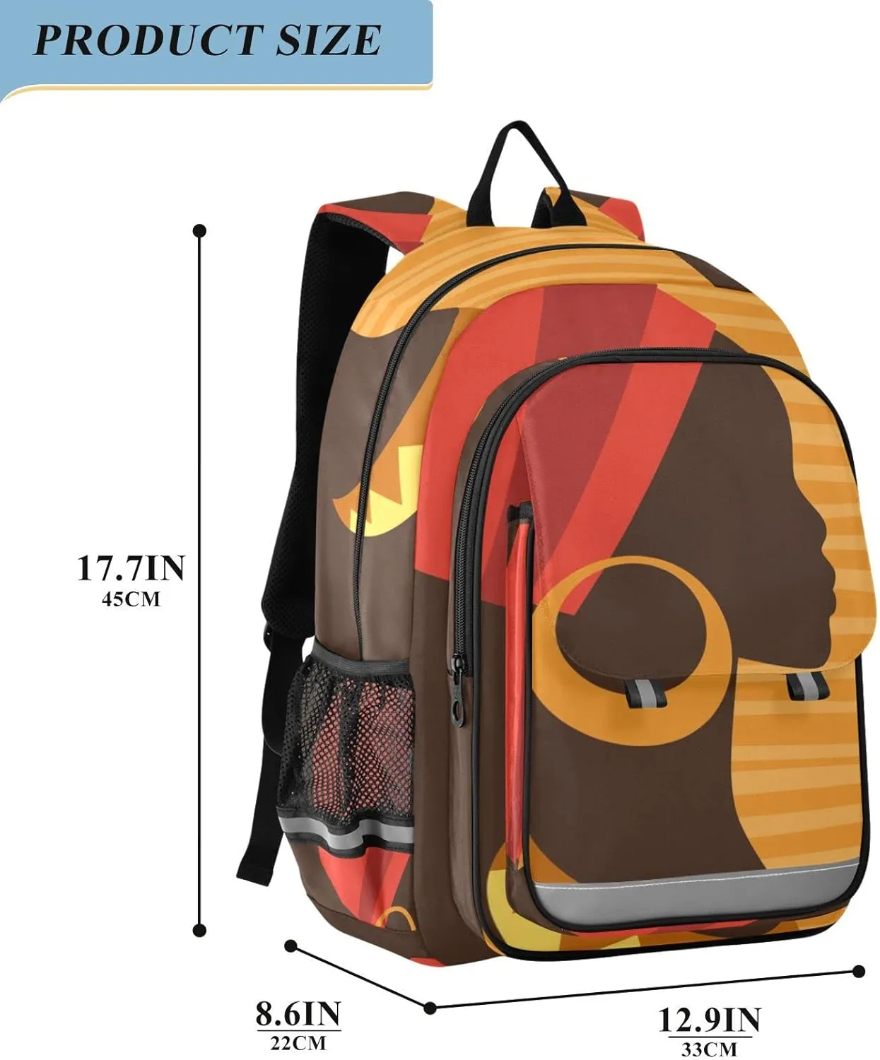 ALAZA Silhouette Of African Girl in Profile with Earring Backpacks Travel Laptop Backpack