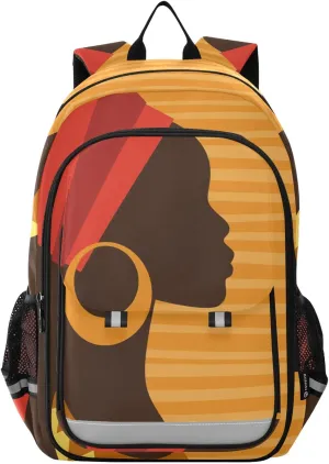 ALAZA Silhouette Of African Girl in Profile with Earring Backpacks Travel Laptop Backpack