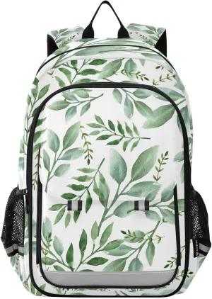ALAZA Watercolor Tropical Plant Green Leaves Laptop Backpack Purse for Women Men School Bag 17 Inch Bookbag Student Boys Girls Travel Casual Daypack