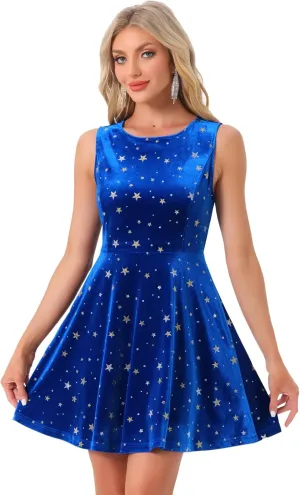 Allegra K Women's Shiny Star Dresses Sleeveless Mini Velvet Dress