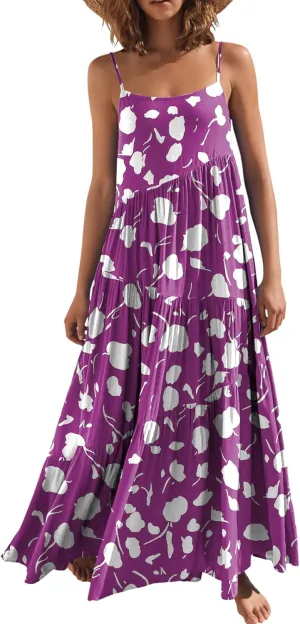 ANRABESS Women Summer Casual Loose Sleeveless Sundress Spaghetti Strap Flowy Boho Linen Beach Vacation Maxi Long Dress