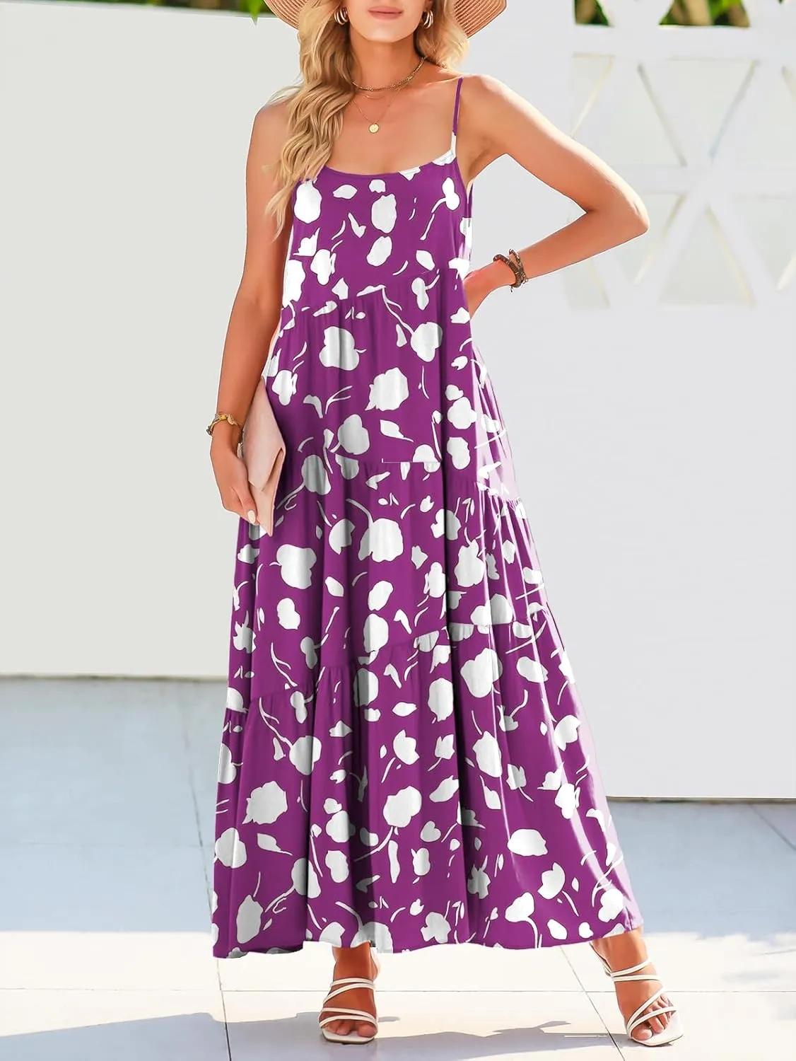 ANRABESS Women Summer Casual Loose Sleeveless Sundress Spaghetti Strap Flowy Boho Linen Beach Vacation Maxi Long Dress