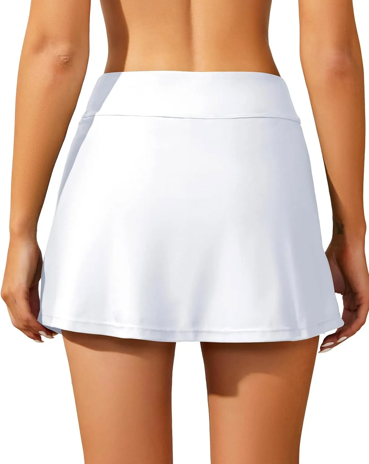 Aqua Eve Women Swim Skirt Tummy Control Swimsuit Skirt with Built-in Shorts High Waisted Split Swim Bottom
