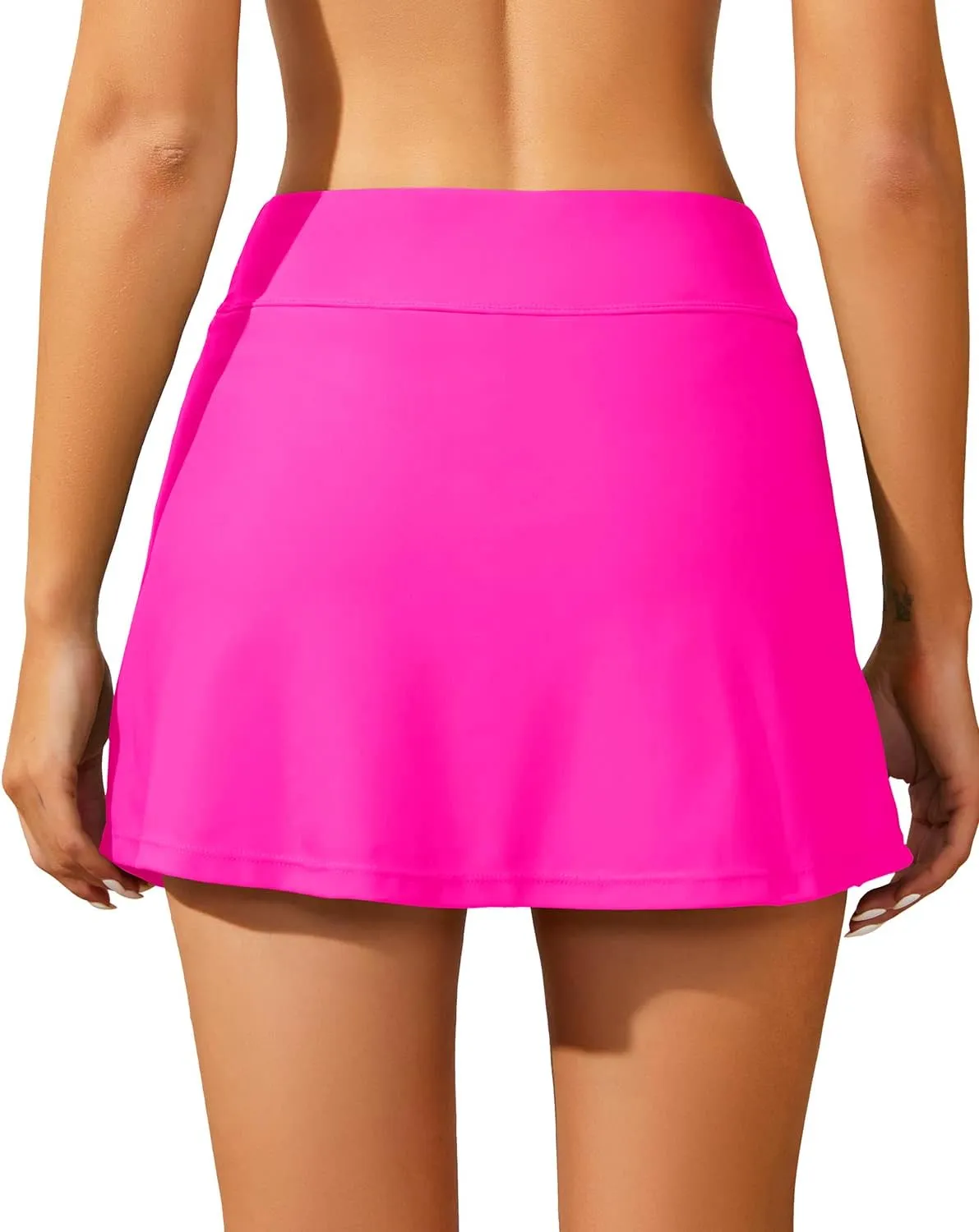 Aqua Eve Women Swim Skirt Tummy Control Swimsuit Skirt with Built-in Shorts High Waisted Split Swim Bottom