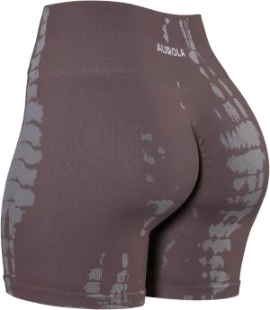 AUROLA Serpent Seamless Scrunch Workout Shorts for Women,Tummy Control Squat Proof Ribbed Thick Active Gym Short