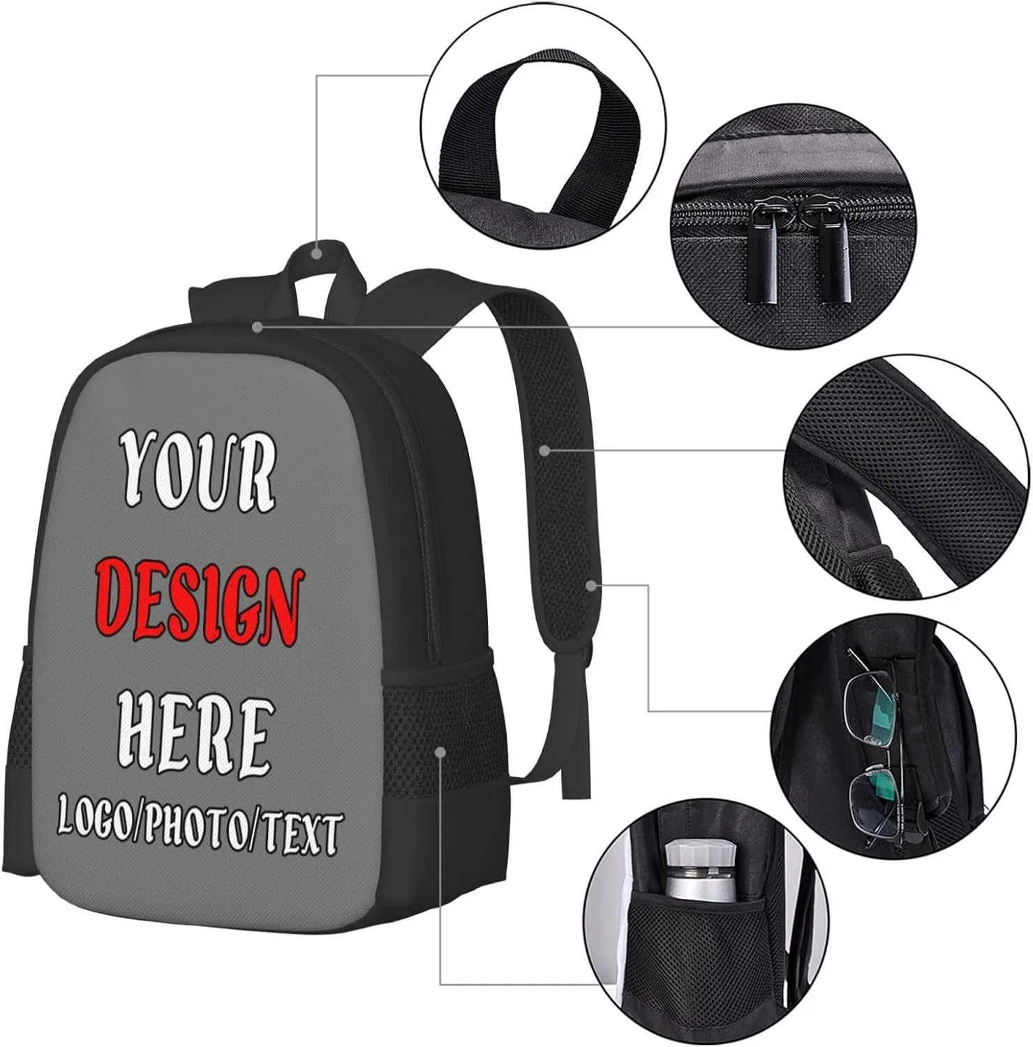 Backpack For Mens Womens,With Logo Text Customize Laptop Backpack Casual Travel Backpack