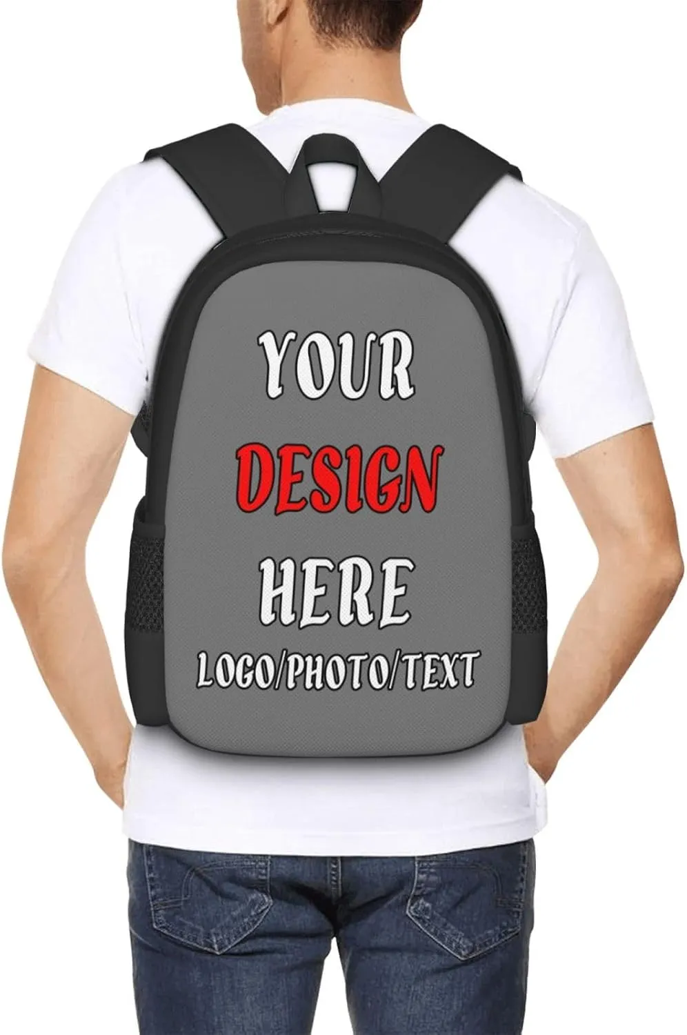 Backpack For Mens Womens,With Logo Text Customize Laptop Backpack Casual Travel Backpack