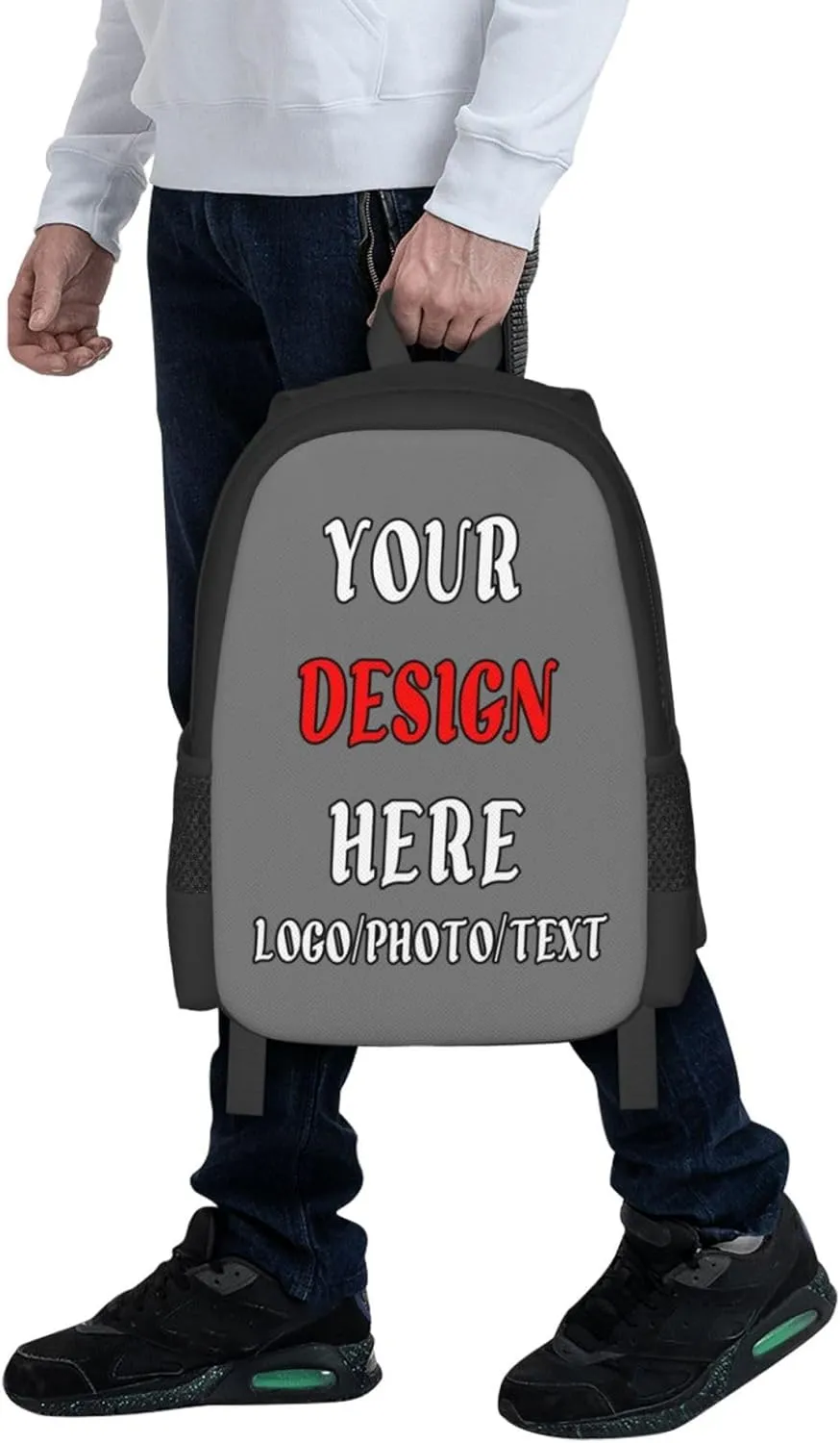 Backpack For Mens Womens,With Logo Text Customize Laptop Backpack Casual Travel Backpack
