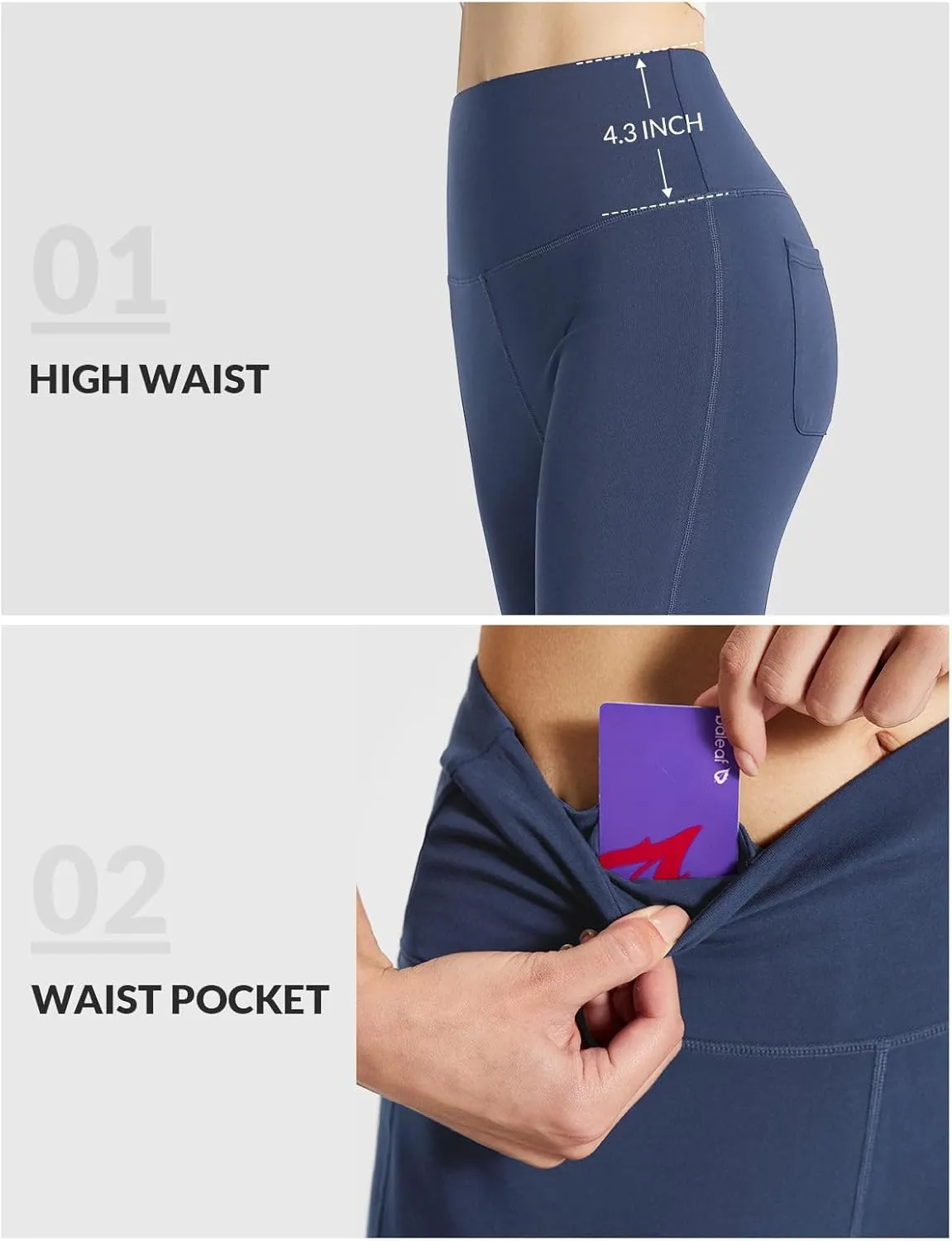 baleaf Womens Cotton Yoga Dress Pants Flare Leggings with Pockets Work Office High Waist Bell Bottom Bootcut Tall 32"