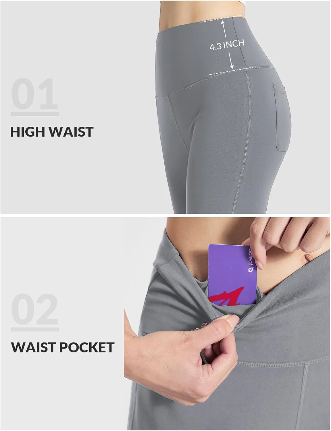 baleaf Womens Cotton Yoga Dress Pants Flare Leggings with Pockets Work Office High Waist Bell Bottom Bootcut Tall 32"