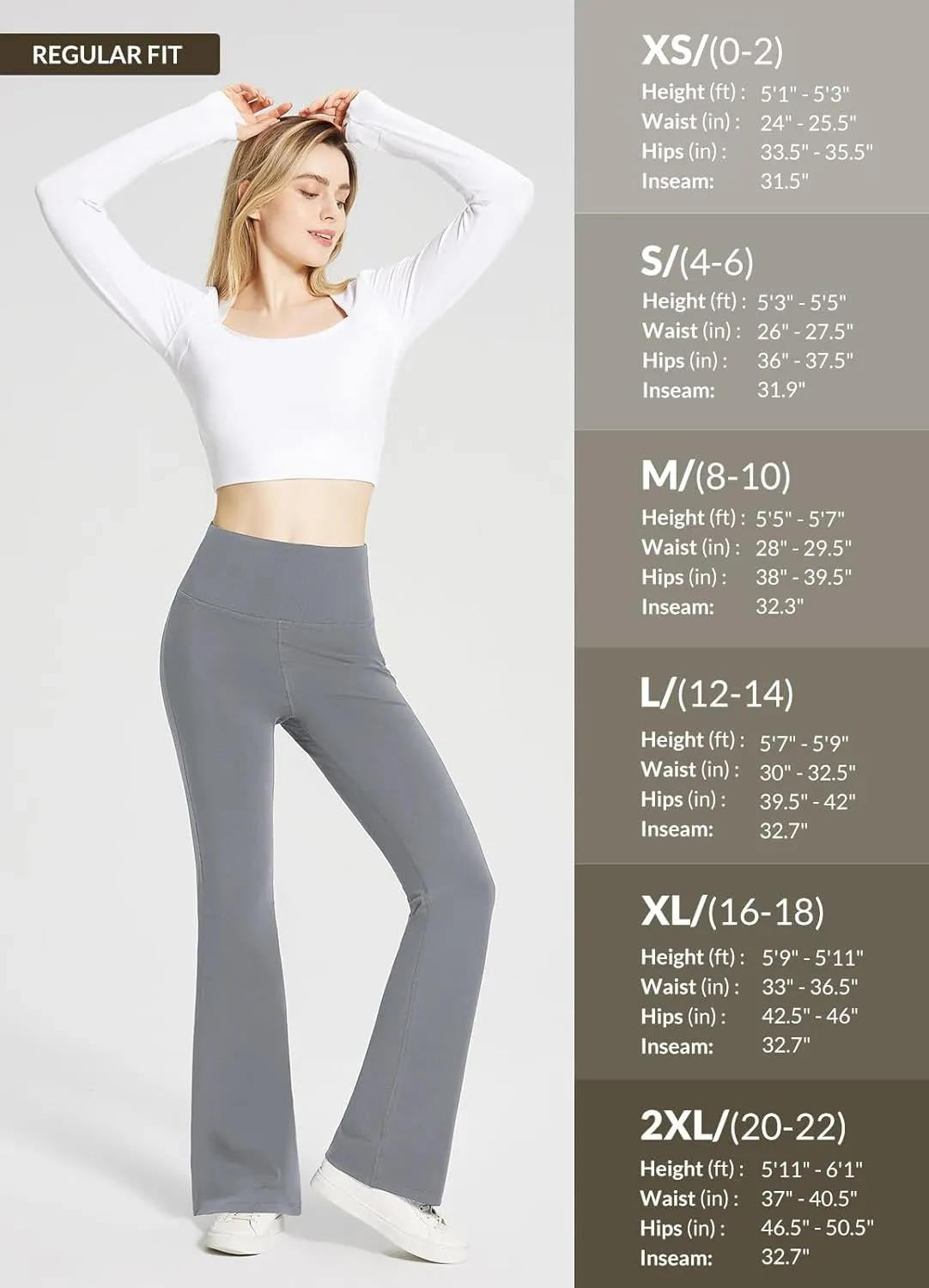baleaf Womens Cotton Yoga Dress Pants Flare Leggings with Pockets Work Office High Waist Bell Bottom Bootcut Tall 32"