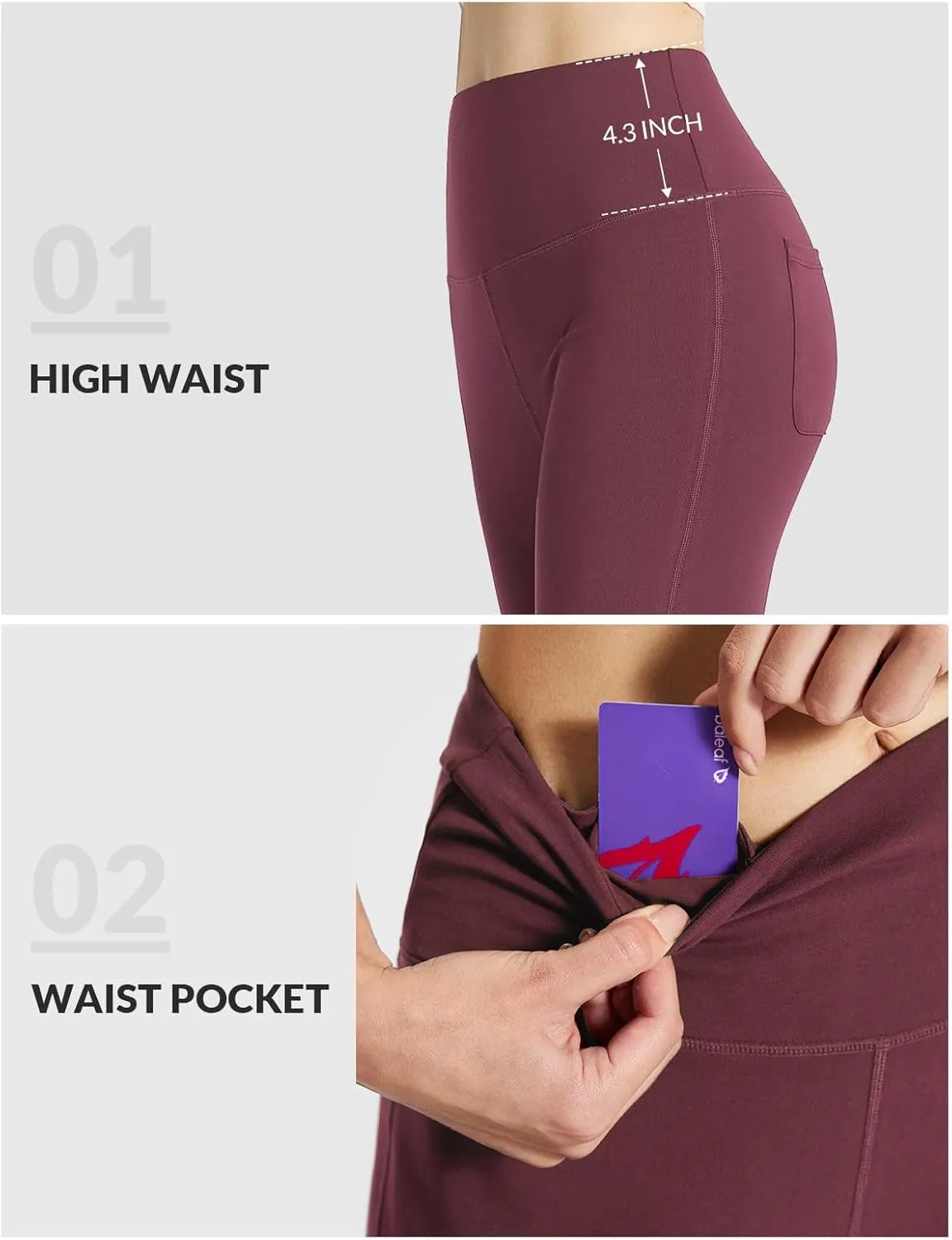 baleaf Womens Cotton Yoga Dress Pants Flare Leggings with Pockets Work Office High Waist Bell Bottom Bootcut Tall 32"