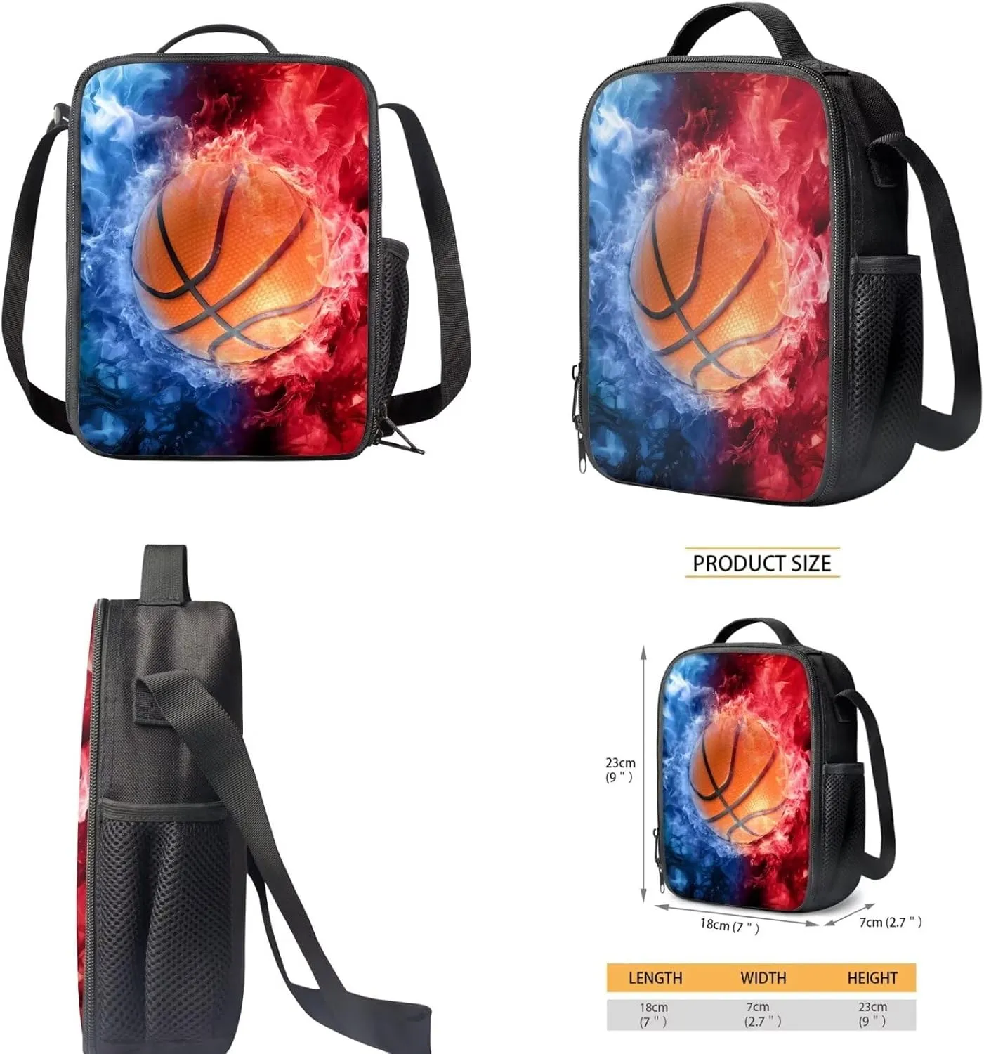 Basketball Kids Backpack Boys Toddler Personalized Cool 3Pcs School Backpacks Kindergarten School Bags with Lunch Box Lightweight Bookbag for Preschool Elementary Daycare Primary
