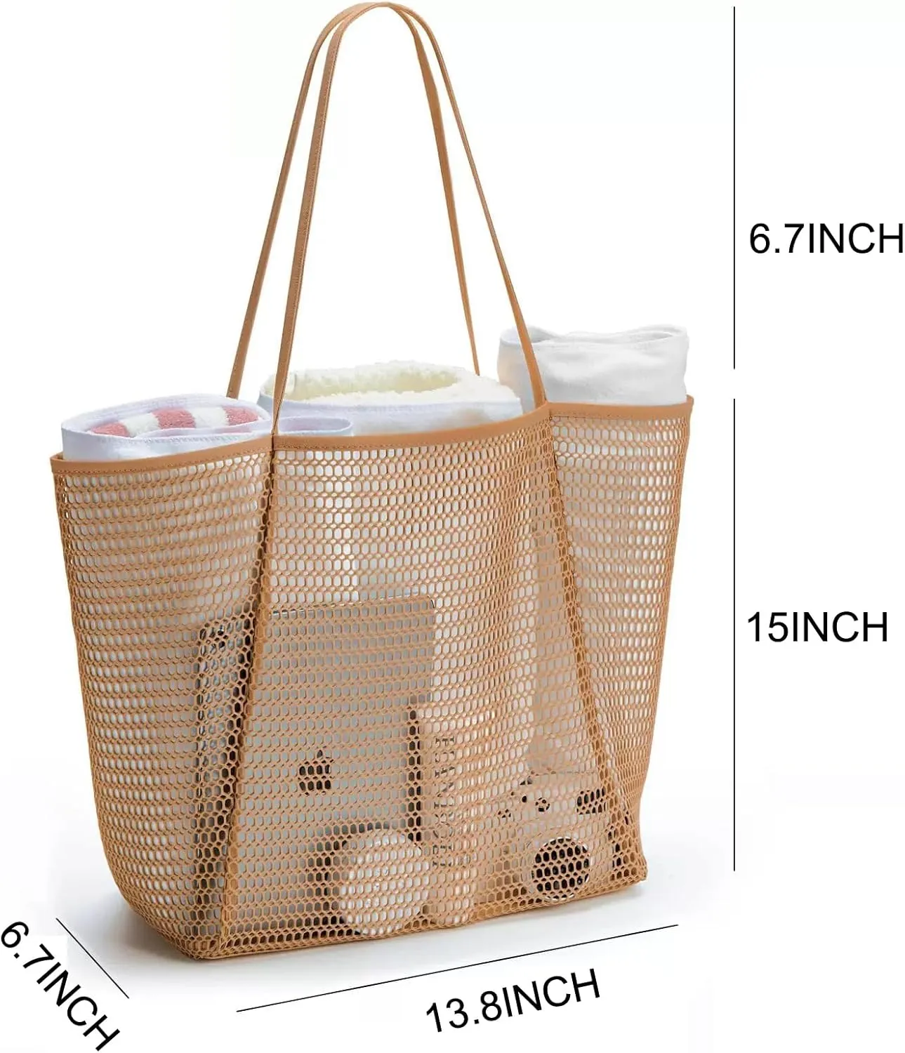 Beach Mesh Tote Hobo Bag Women Shoulder Handbag for Beach Travel Picnic Vacation