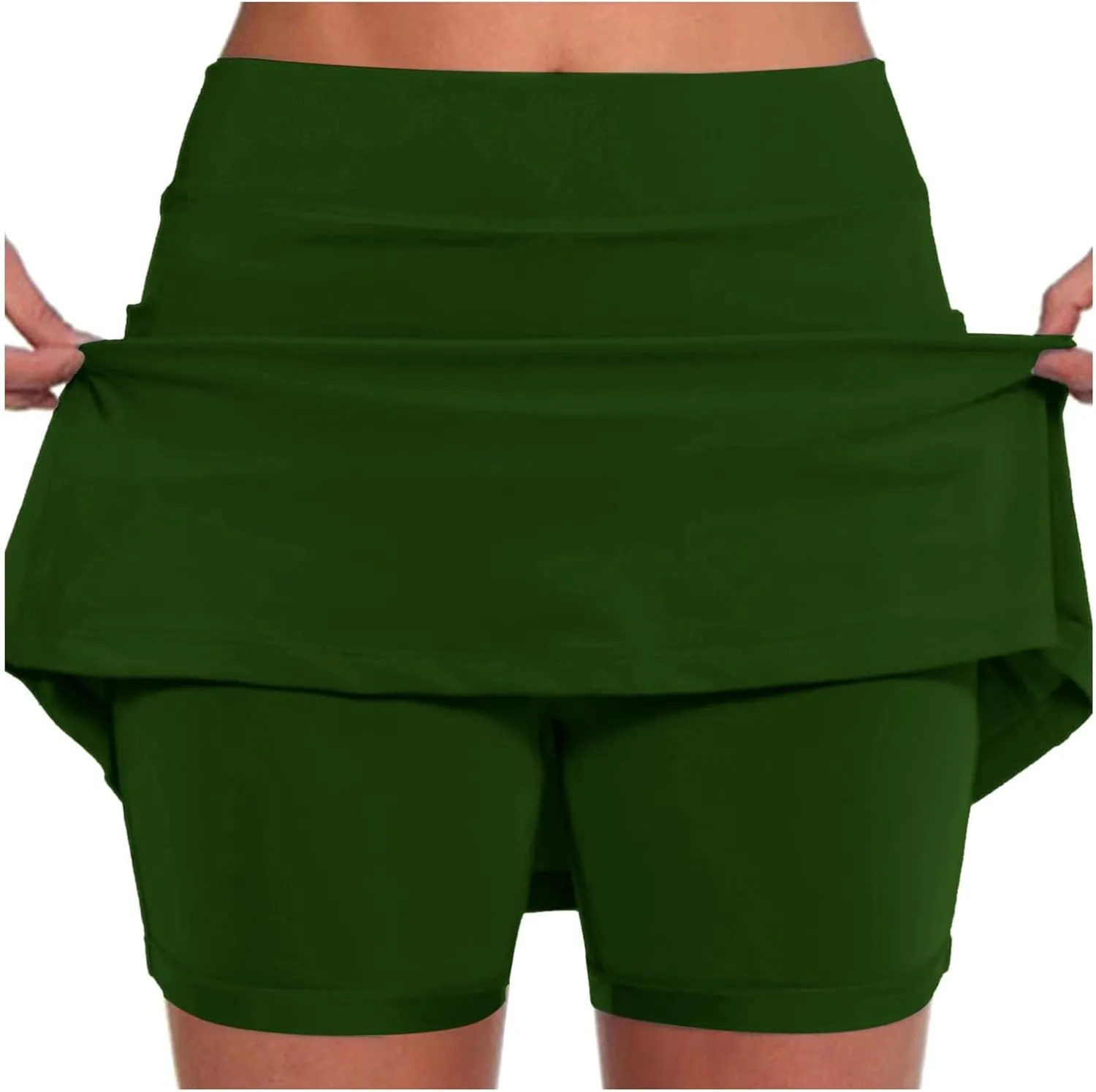 Black Mini Skirt with Shorts High Waisted Womens Skorts with Pockets Tummy Control Plus Size Athletic Sports Skirt