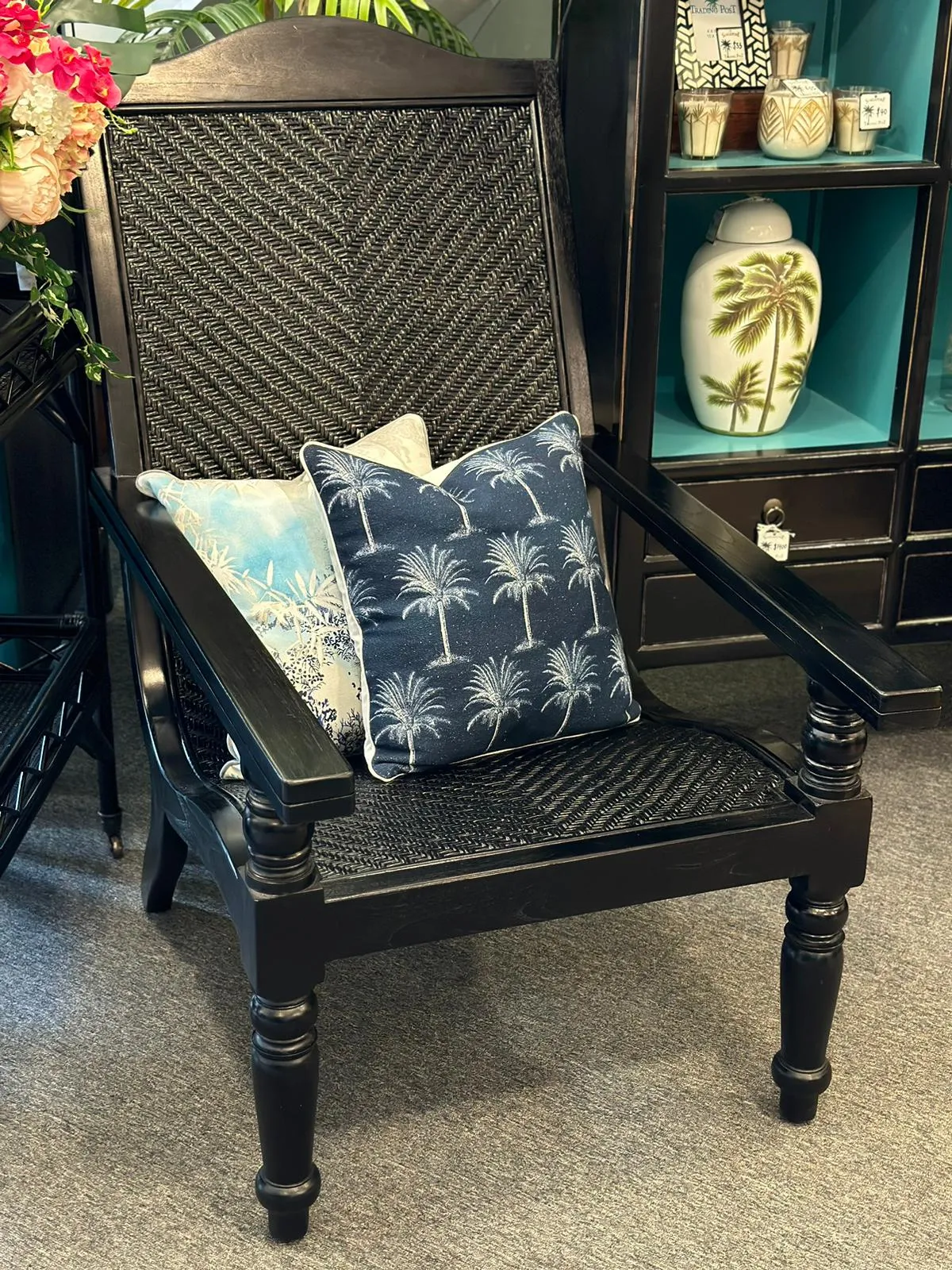 Blue Palm Tree Cushion