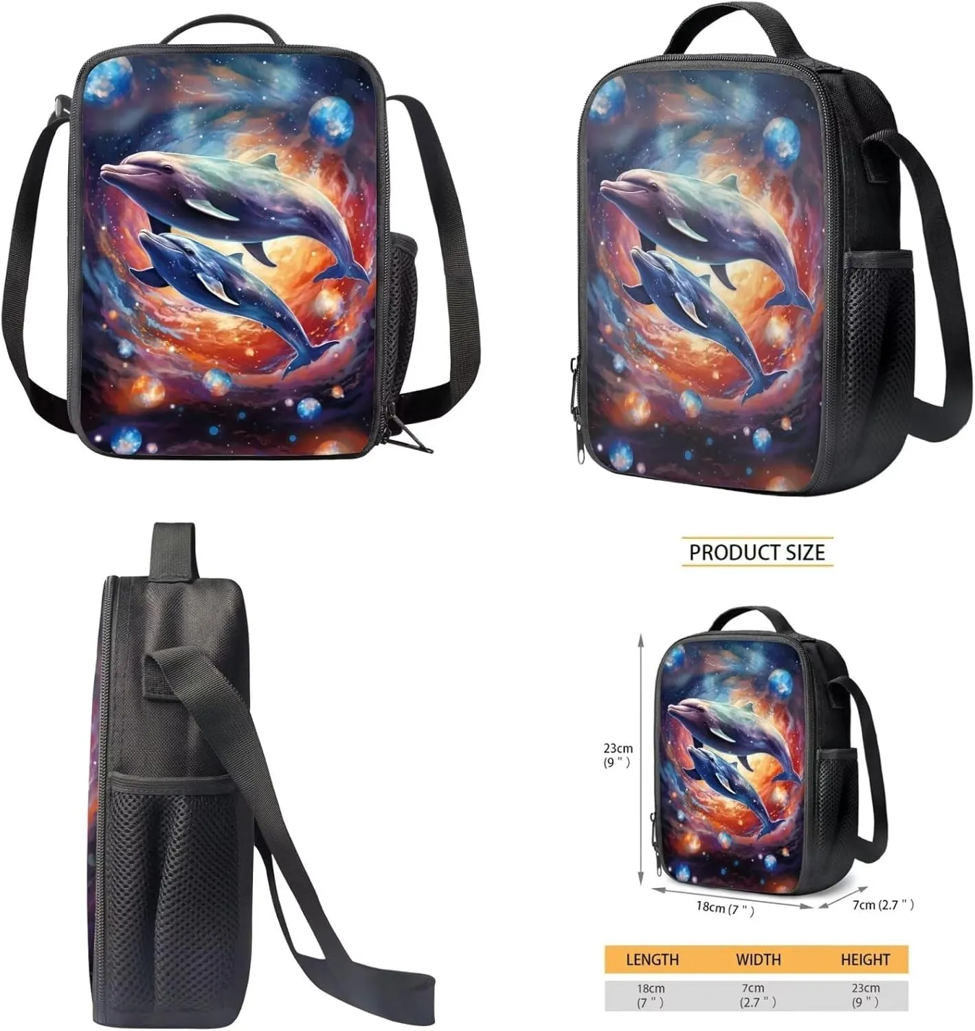 Blue Sea Dolphin 3 in 1 School Backpack for Elementary Kindergarten Girls Boys Big Capacity Teens 17 inch Bookbag Set with Lunchbox Pencil Case Middle School Schoolbag School Supplies