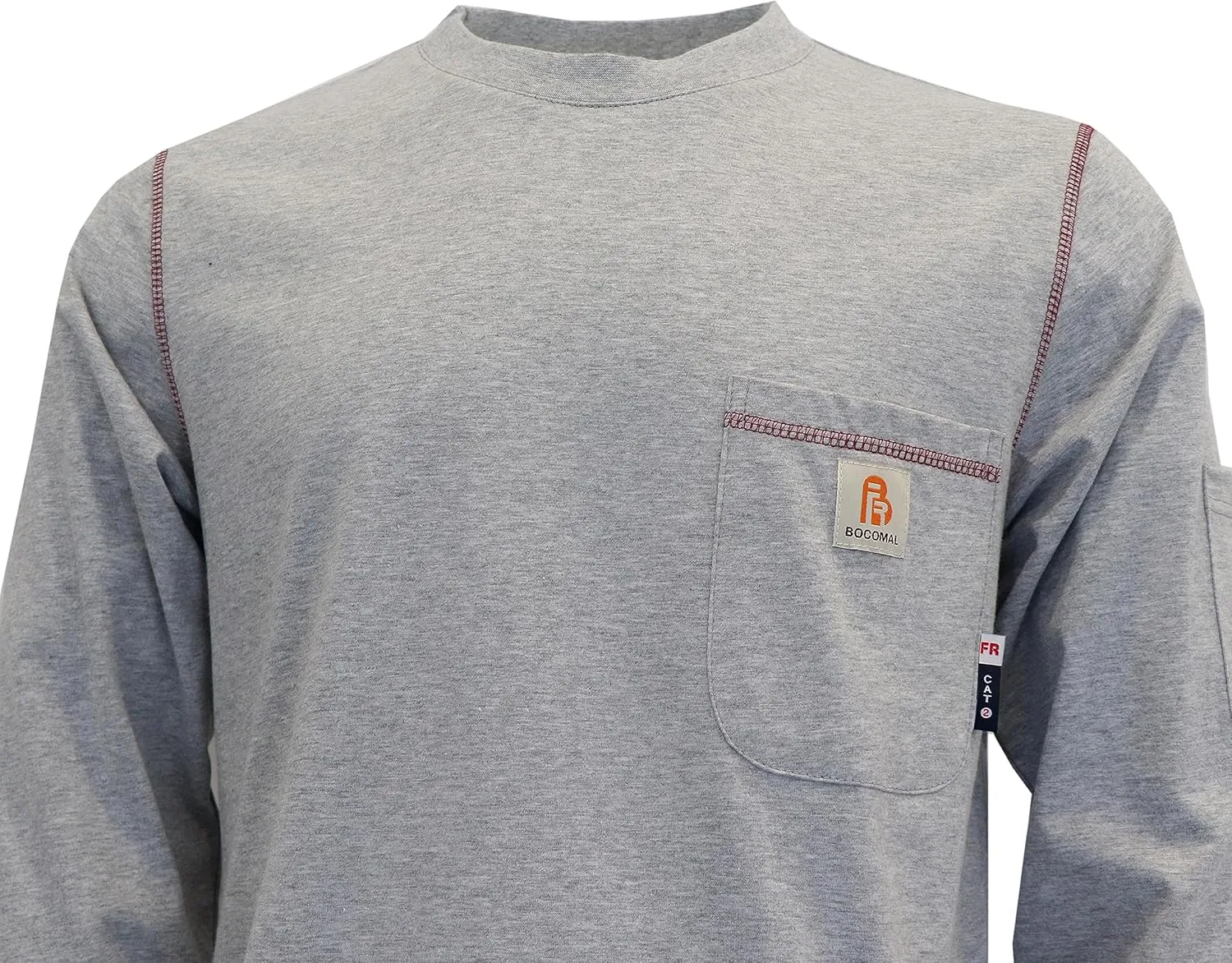BOCOMAL FR Shirts for Men Lightweight Crew Long Sleeve Flame Resistant/Fire Retardant Shirt