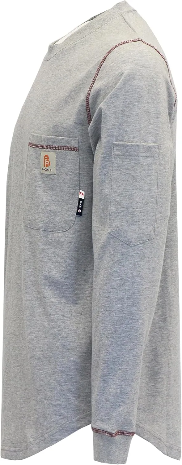 BOCOMAL FR Shirts for Men Lightweight Crew Long Sleeve Flame Resistant/Fire Retardant Shirt