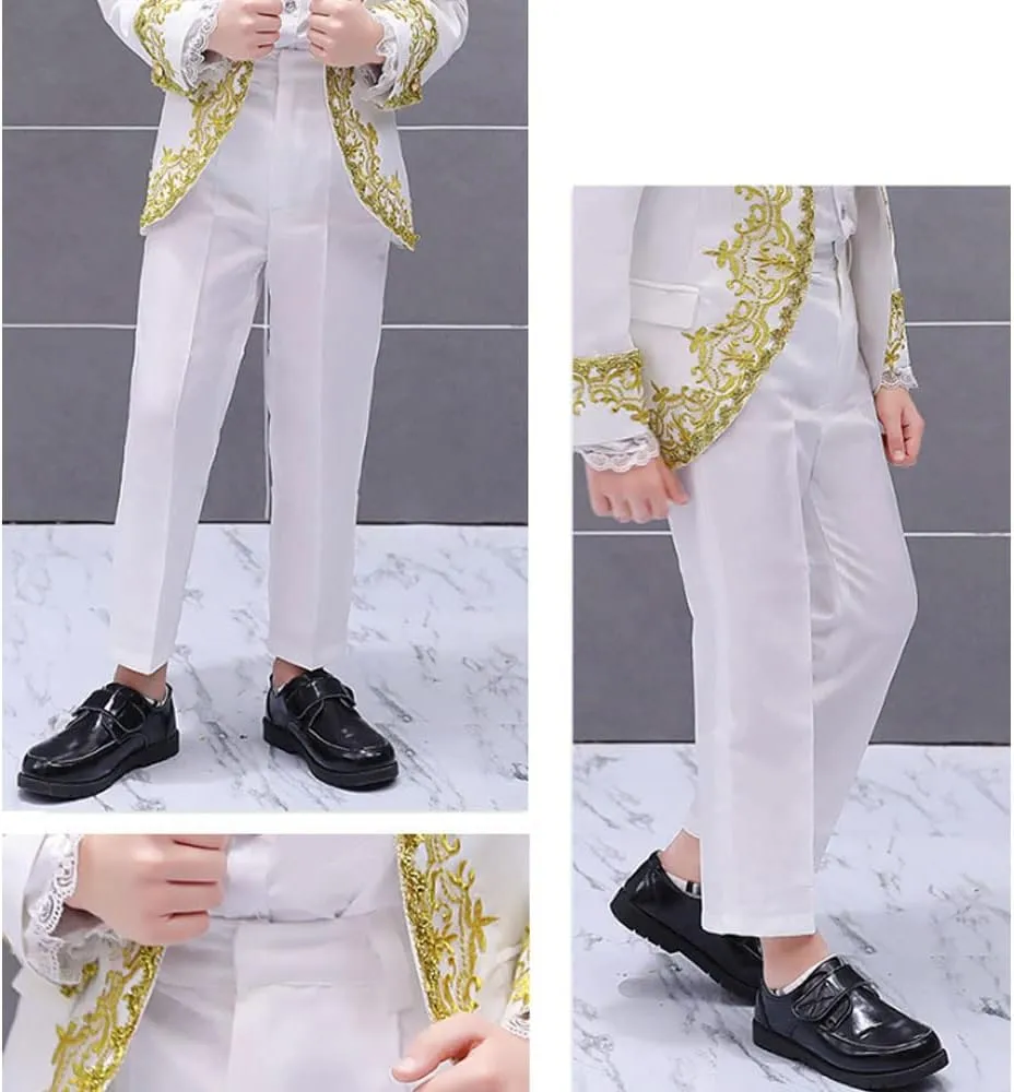 Boy Prince Costume Victorian Gothic Palace Blazer Suit Royal King Outfit Party Cosplay Halloween Costumes Kids