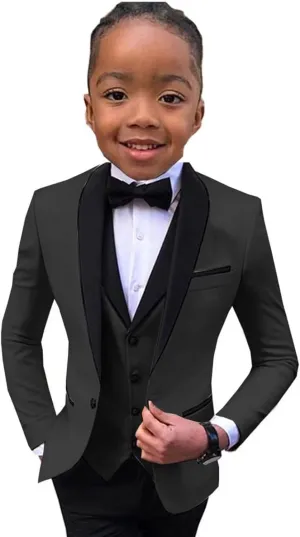 Boys Suit Wedding Tuxedo 3 Piece Shawl Collar Jacket Pants Vest Child Formal Blazer Set Slim Fit Outfit