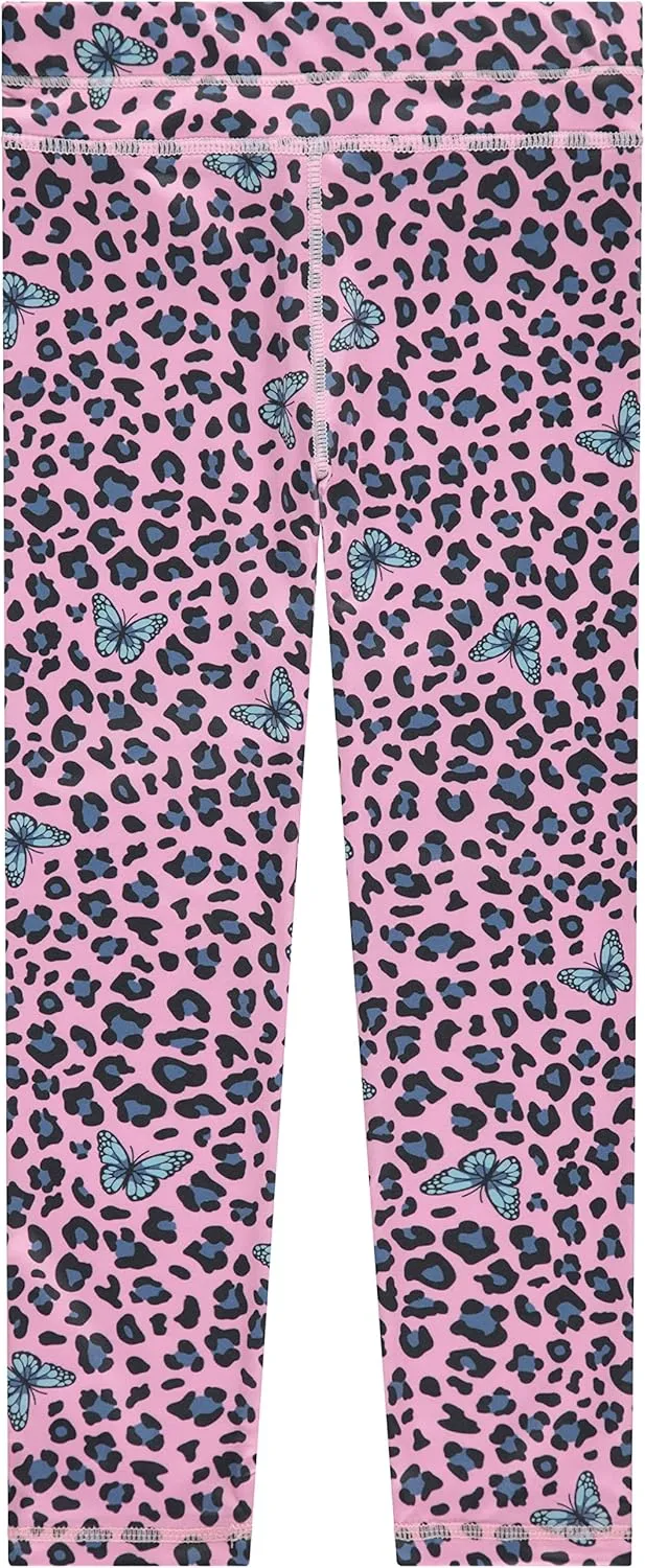 BTween Girls 4 Pack Leggings Set, Exercise, Sports Tights with Wide Waistband for Girls