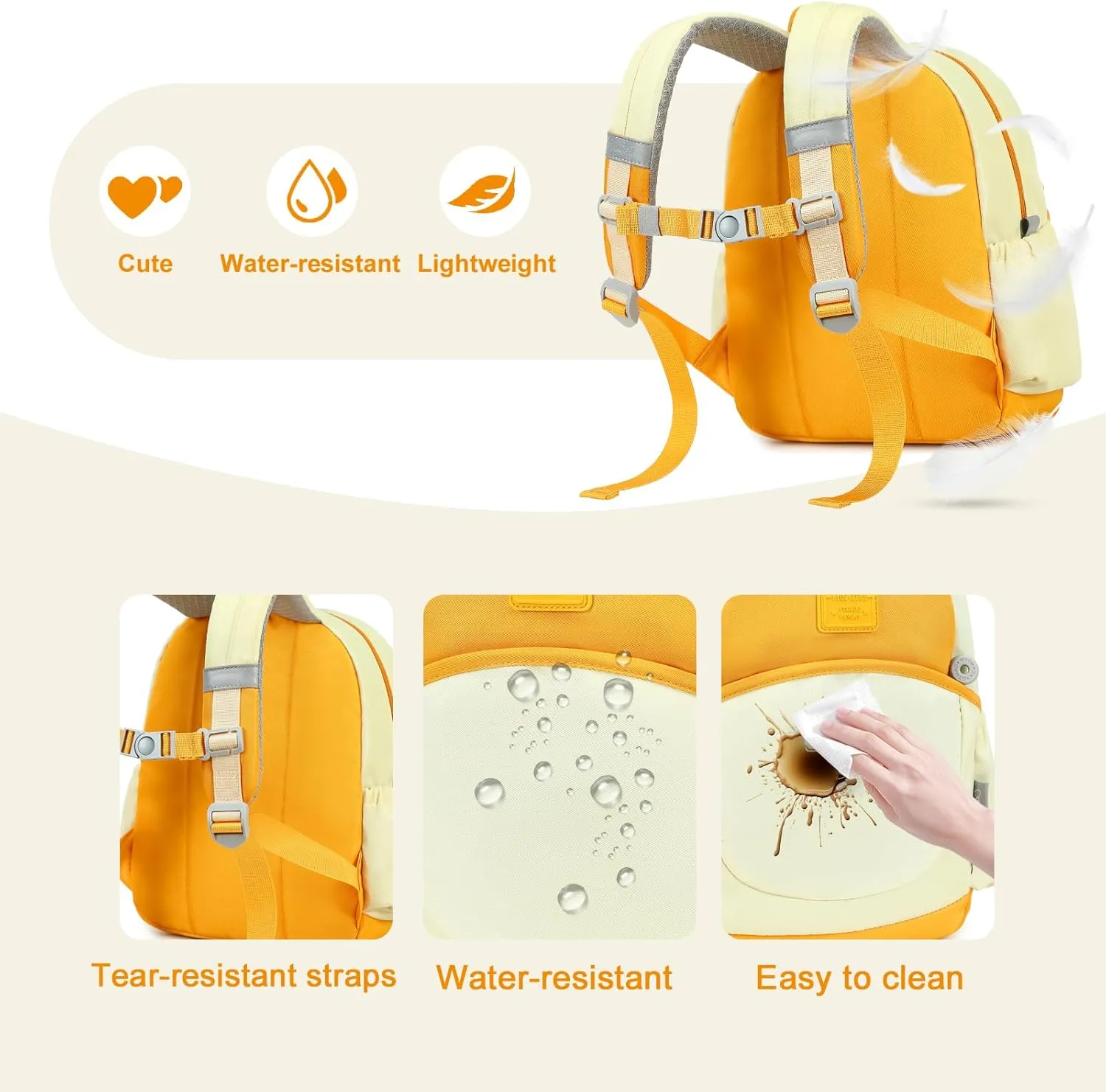 CAMTOP Toddler Backpack for Boys Girls 2-4, Kids Backpacks for Kindergarten Preschool, 12" H Small Bookbag for Daycare Travel Diaper (Yellow)