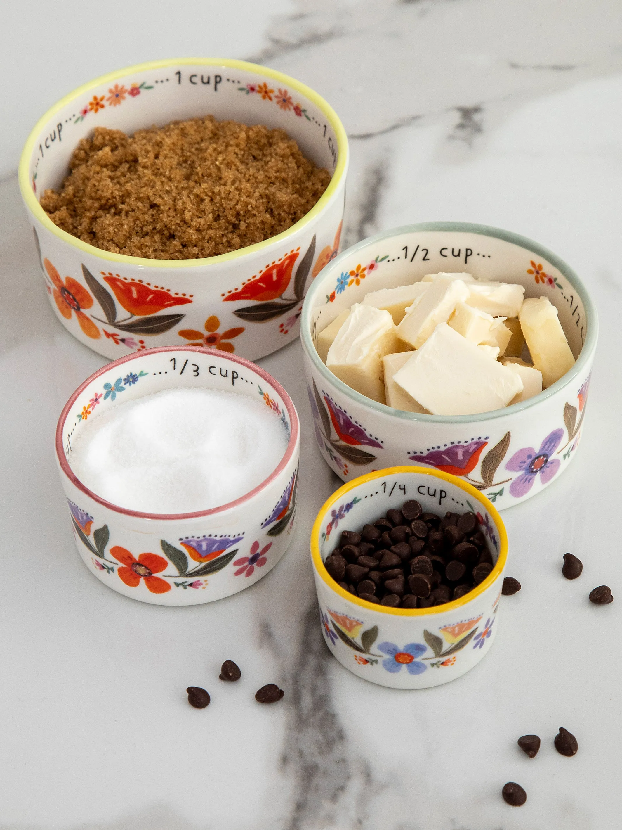 Ceramic Nesting Measuring Cups - Rainbow Floral