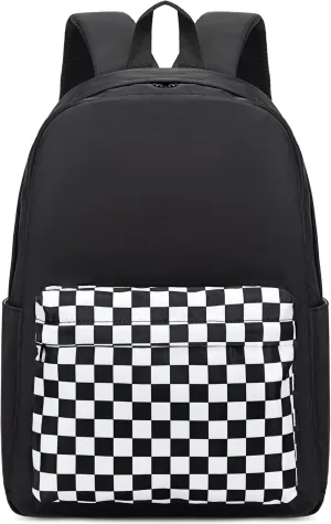 Checkered Backpack for Girls Women Teens, School Backpack College Bookbags Ladies Laptop Backpacks
