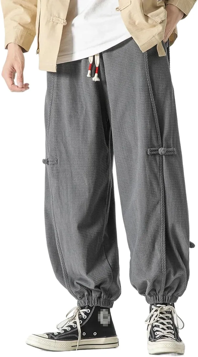 Chinese Style Men Distressed Washed Casual Harem Pants Mens Streetwear Harajuku Pants Male Oversized Trousers