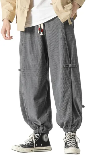 Chinese Style Men Distressed Washed Casual Harem Pants Mens Streetwear Harajuku Pants Male Oversized Trousers