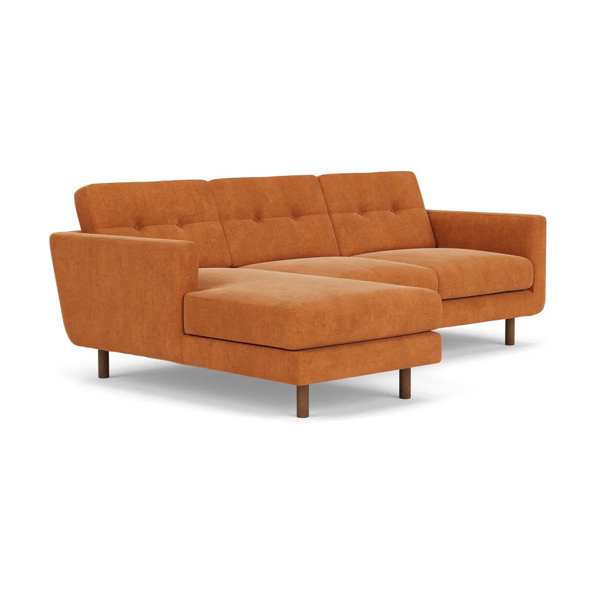 Conrad Fabric Left Chaise Sofa (Walnut Natural, Amber)